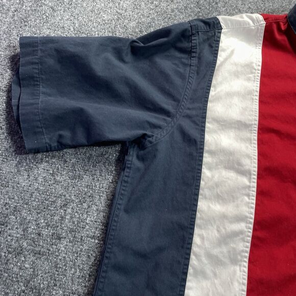 Roundtree & Yorke Shirt Mens Medium Color Block Stripe Patriotic Red White Blue - Picture 5 of 9